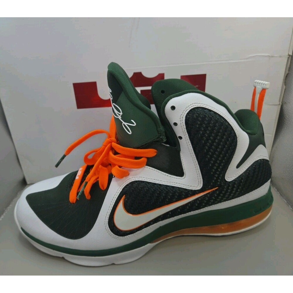 2011 Nike LeBron 9 Miami Hurricanes Mens 12 Green White 469764-102 In Box EUC